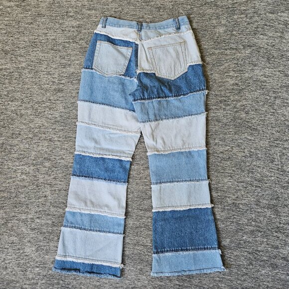 Route 66 Jeans Women's Size 16 Light Blue Wash Patchwork Denim Flared 26x26 - Picture 2 of 9